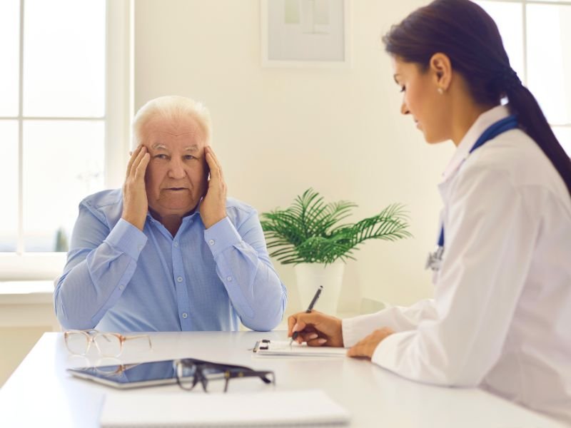 vista embaçada e dor de cabeça